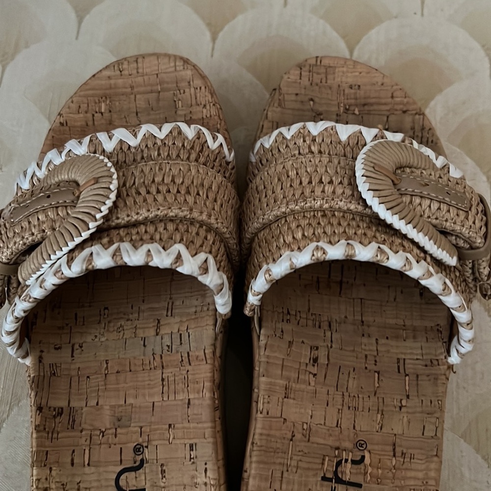 Only Worn Once! Cork And Raffia Slides - image 3